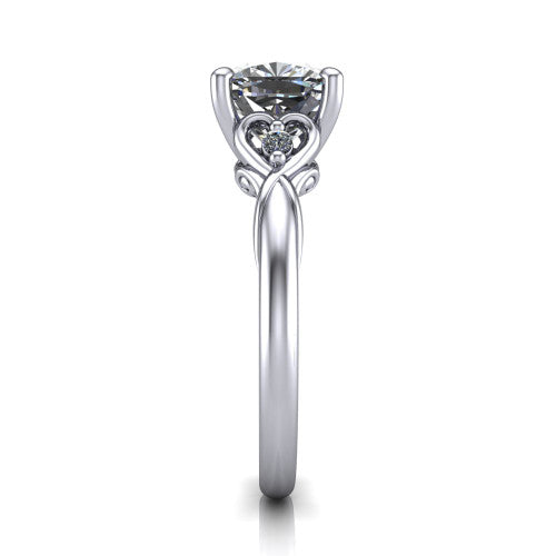 Zephyr Cushion Shape Classic Engagement Ring in 18K White Gold