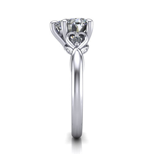 Zephyr Heart Shape Classic Engagement Ring in 18K White Gold