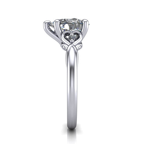 Zephyr Pear Shape Classic Engagement Ring in 18K White Gold