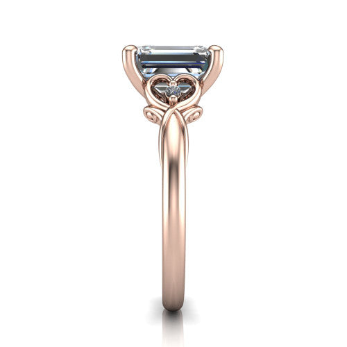 Zephyr Emerald Shape Classic Engagement Ring in 14K Rose Gold