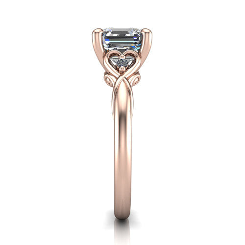 Zephyr Square Emerald Shape Classic Engagement Ring in 14K Rose Gold