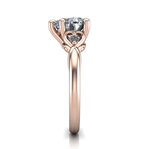 Zephyr Heart Shape Classic Engagement Ring in 18K Rose Gold