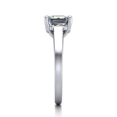 Agnes Square Emerald Shape Hidden Halo Engagement Ring in Platinum