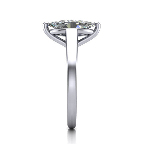 Agnes Marquise Shape Hidden Halo Engagement Ring in 18K White Gold
