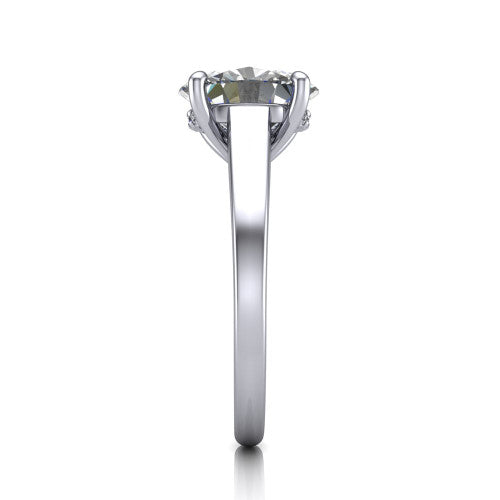 Agnes Oval Shape Hidden Halo Engagement Ring in 18K White Gold
