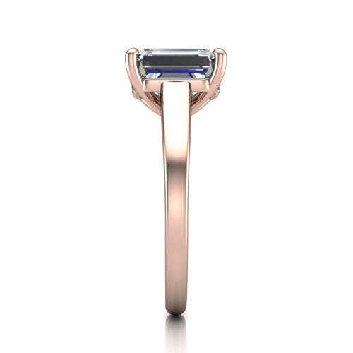 Agnes Emerald Shape Hidden Halo Engagement Ring in 14K Rose Gold