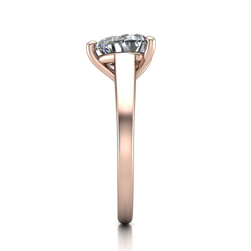 Agnes Heart Shape Hidden Halo Engagement Ring in 18K Rose Gold