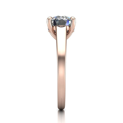 Agnes Round Shape Hidden Halo Engagement Ring in 18K Rose Gold