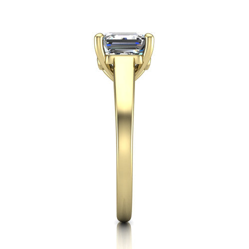 Agnes Square Emerald Shape Hidden Halo Engagement Ring in 14K Yellow Gold