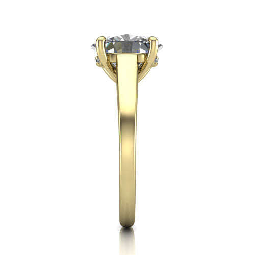 Agnes Oval Shape Hidden Halo Engagement Ring in 18K Yellow Gold