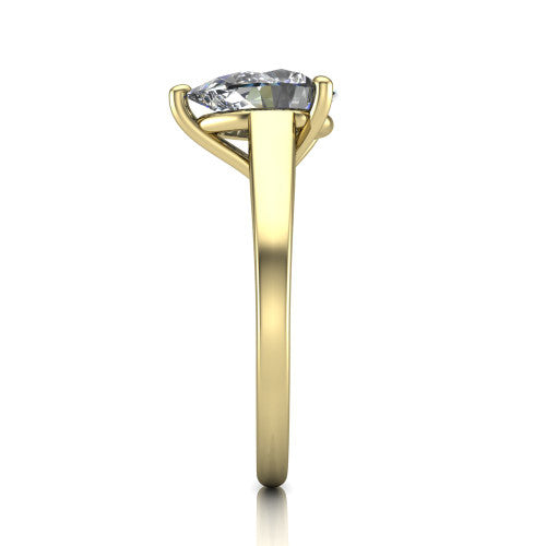 Agnes Pear Shape Hidden Halo Engagement Ring in 14K Yellow Gold