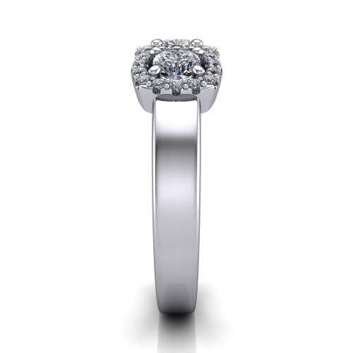 Lilliana Cushion Shape Halo Engagement Ring in 18K White Gold
