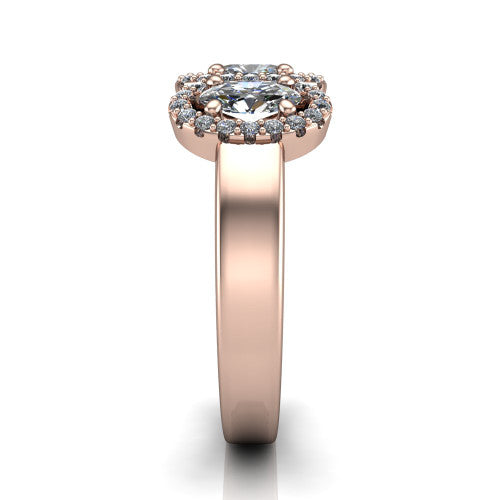Lilliana Oval Shape Halo Engagement Ring in 18K Rose Gold