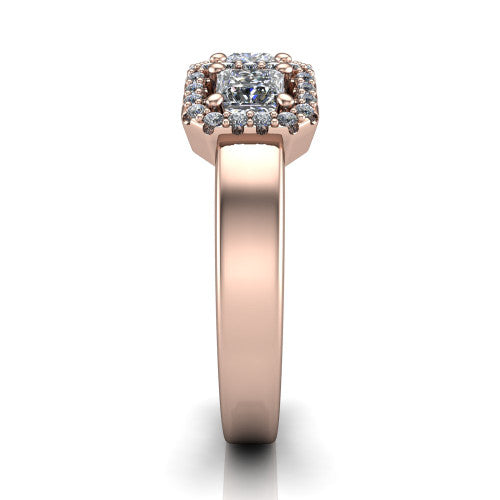 Lilliana Princess Shape Halo Engagement Ring in 18K Rose Gold