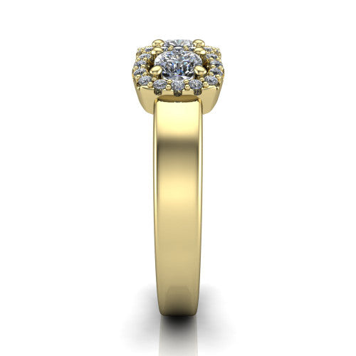 Lilliana Cushion Shape Halo Engagement Ring in 14K Yellow Gold
