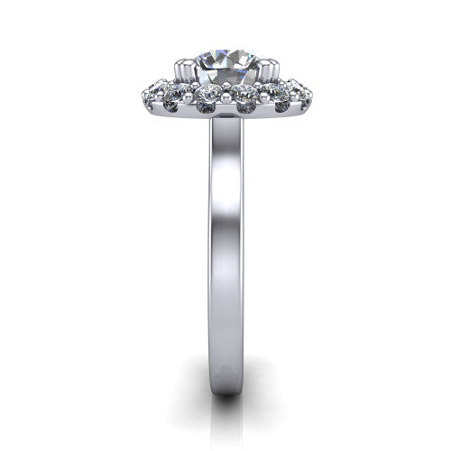 Raelyn Round Shape Halo Engagement Ring in 14K White Gold