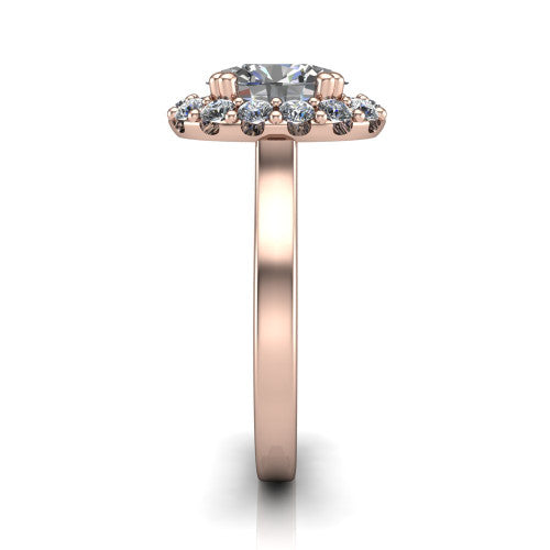 Raelyn Oval Shape Halo Engagement Ring in 18K Rose Gold