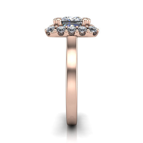 Raelyn Princess Shape Halo Engagement Ring in 14K Rose Gold