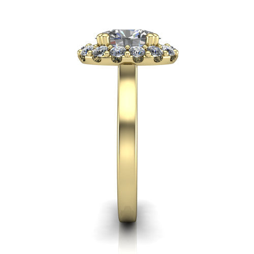 Raelyn Oval Shape Halo Engagement Ring in 18K Yellow Gold