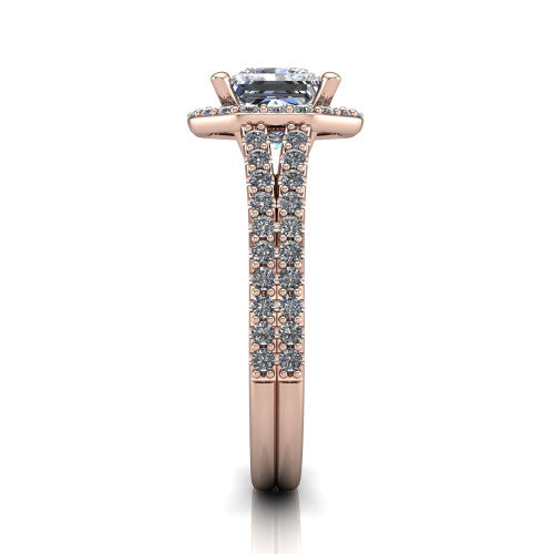 Briella Princess Shape Halo Engagement Ring in 18K Rose Gold