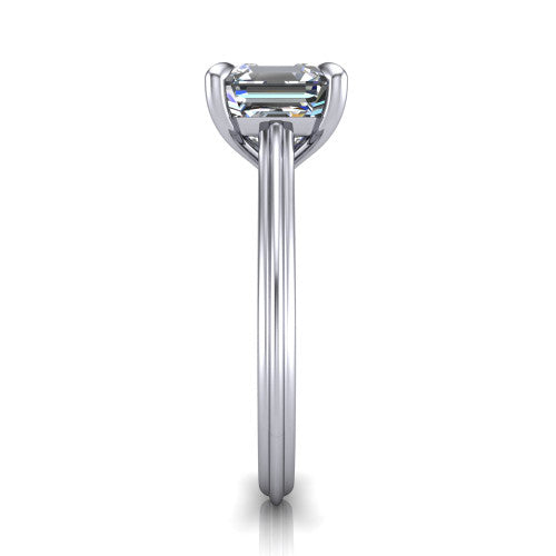 Arleia Square Emerald Shape Classic Engagement Ring in 14K White Gold