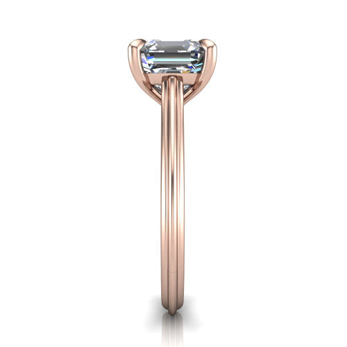 Arleia Square Emerald Shape Classic Engagement Ring in 18K Rose Gold