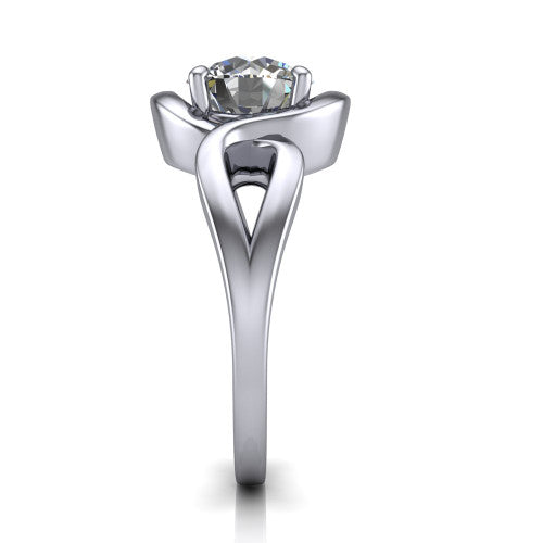 Esme Round Shape Classic Engagement Ring in 14K White Gold