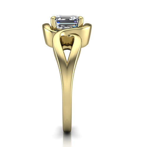 Esme Square Emerald Shape Classic Engagement Ring in 18K Yellow Gold