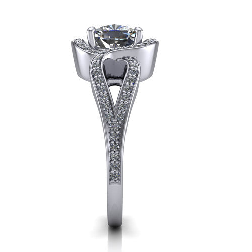 Alivia Cushion Shape Classic Engagement Ring in 14K White Gold