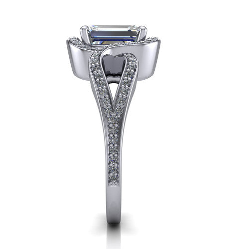 Alivia Emerald Shape Classic Engagement Ring in Platinum