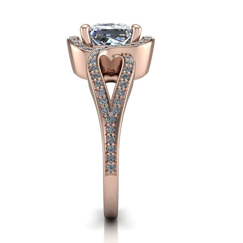 Alivia Princess Shape Classic Engagement Ring in 18K Rose Gold