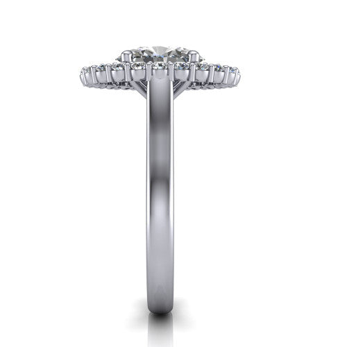 Alayah Oval Shape Halo Engagement Ring in 18K White Gold