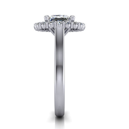 Alayah Princess Shape Halo Engagement Ring in 14K White Gold