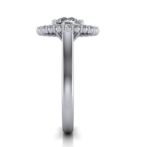 Alayah Round Shape Halo Engagement Ring in 14K White Gold