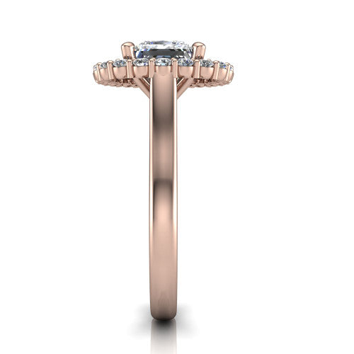 Alayah Princess Shape Halo Engagement Ring in 18K Rose Gold