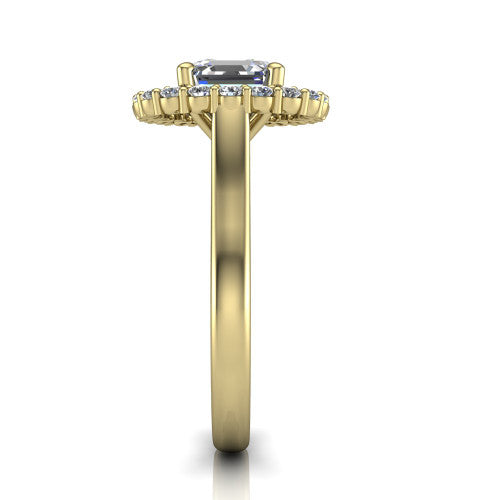 Alayah Square Emerald Shape Halo Engagement Ring in 14K Yellow Gold