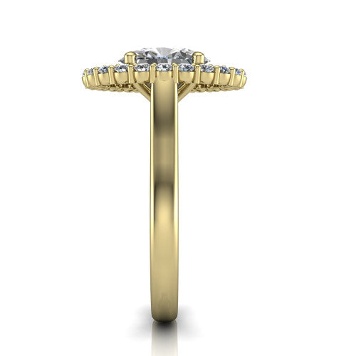 Alayah Oval Shape Halo Engagement Ring in 18K Yellow Gold