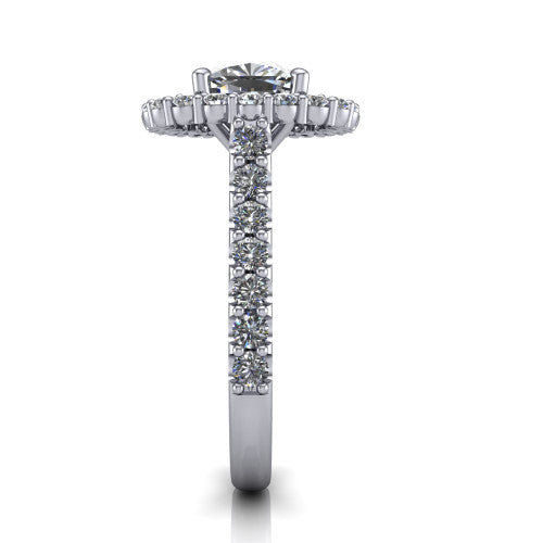Viviana Cushion Shape Halo Engagement Ring in 18K White Gold