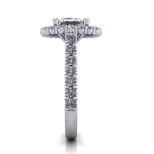 Viviana Princess Shape Halo Engagement Ring in 18K White Gold
