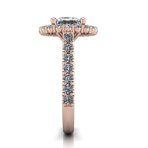Viviana Princess Shape Halo Engagement Ring in 14K Rose Gold