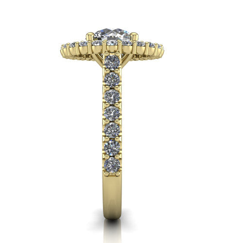 Viviana Round Shape Halo Engagement Ring in 14K Yellow Gold