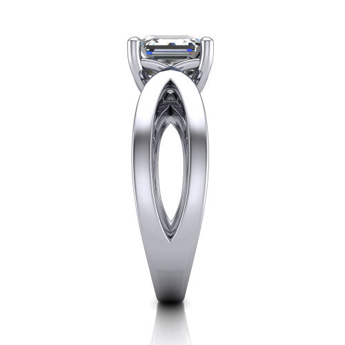 Aisha Square Emerald Shape Classic Engagement Ring in 18K White Gold