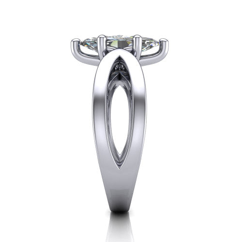 Aisha Marquise Shape Classic Engagement Ring in 14K White Gold