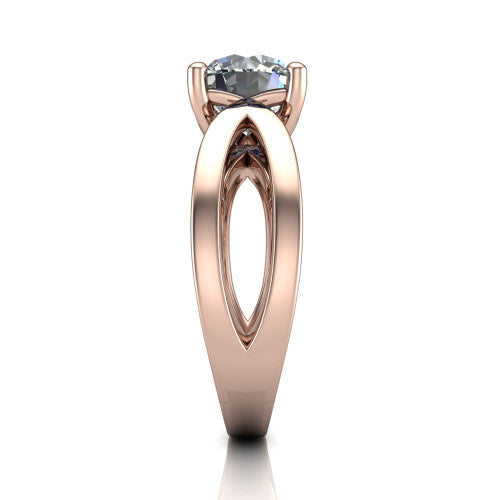 Aisha Round Shape Classic Engagement Ring in 18K Rose Gold