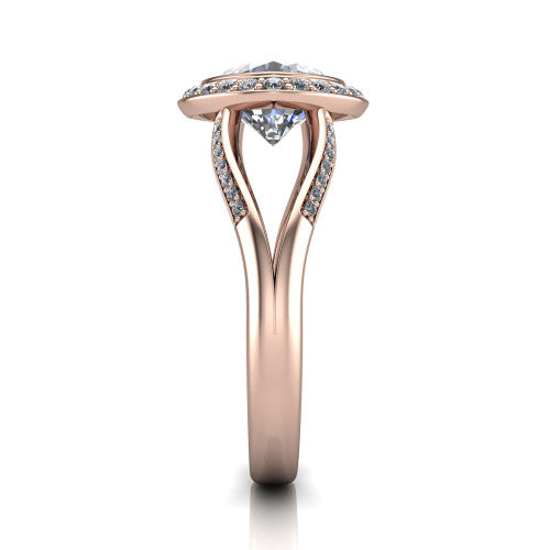 Cali Cushion Shape Halo Engagement Ring in 14K Rose Gold