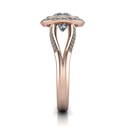 Cali Round Shape Halo Engagement Ring in 14K Rose Gold