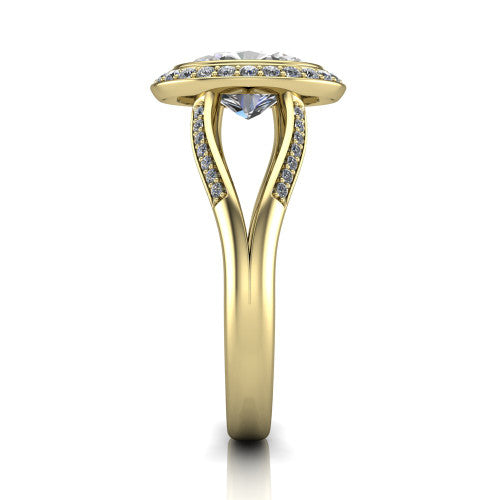 Cali Oval Shape Halo Engagement Ring in 14K Yellow Gold