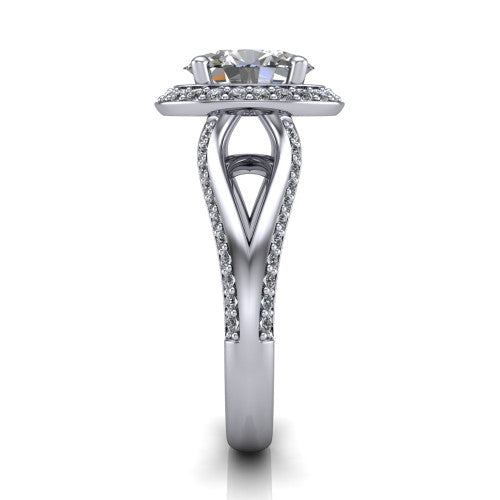 Sylvie Oval Shape Halo Engagement Ring in Platinum