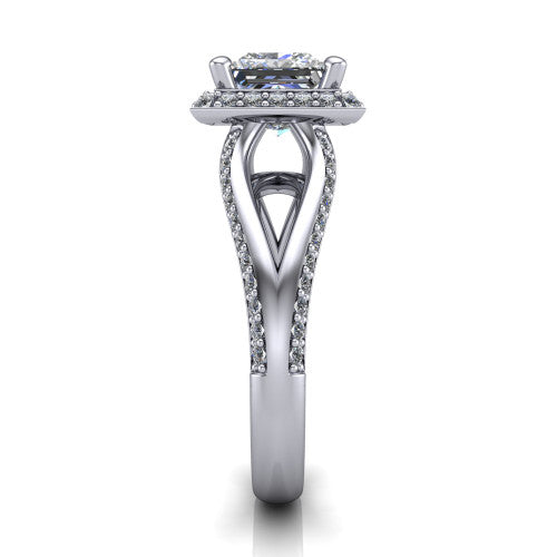 Sylvie Princess Shape Halo Engagement Ring in 14K White Gold
