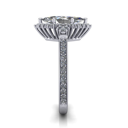Zariah Marquise Shape Halo Engagement Ring in 14K White Gold
